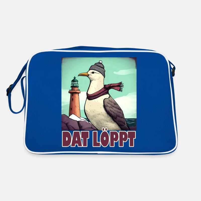 Dat Löppt Möwe Leuchtturm Meer Plattdeutsch Norden Retro Tasche