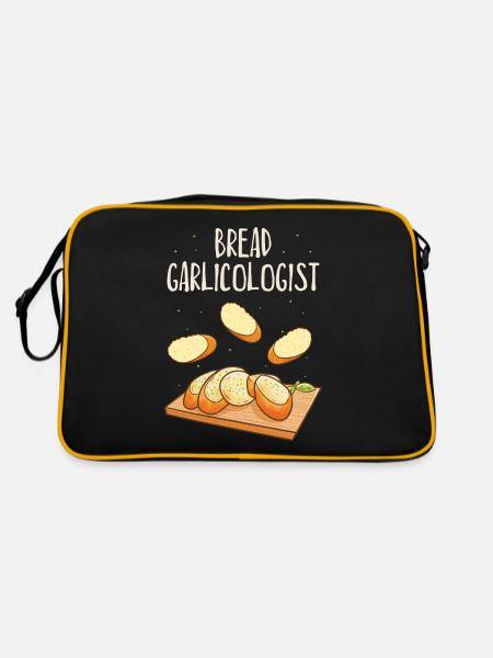Garlic Garlic Bread Food Gift - Retro Bag - black/gold - Back