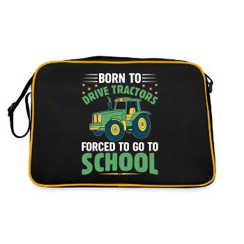 Born to drive tractors, forced to - Retro Bag - black/gold - Back