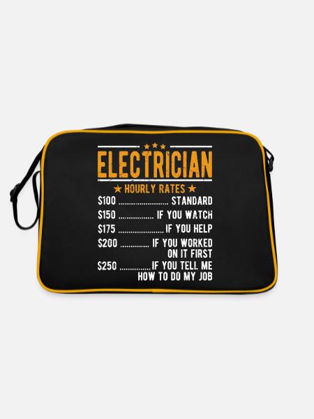 Elektriker Stundenlohn - Retro Tasche - Schwarz/Gold - Hinten