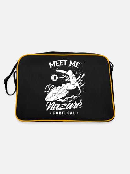 Rencontrez-moi à Nazaré Portugal Surfer Surfing - Sac Retro - noir/or - Dos