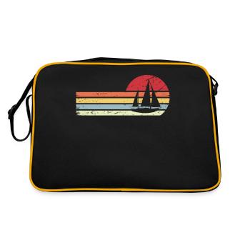 Sonne und Retro Lines - Segeln - - Retro Tasche - Schwarz/Gold - Hinten