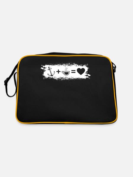 Grunge Rectangle - Coeur - Café - Ancre - - Sac Retro - noir/or - Dos