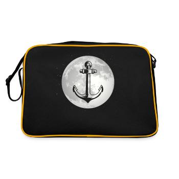 Vollmond - Anker - - Retro Tasche - Schwarz/Gold - Hinten