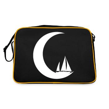 Mondsichel - Segeln - - Retro Tasche - Schwarz/Gold - Hinten