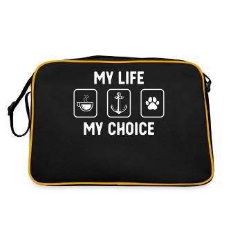 Mein Leben Meine Wahl - Hundepfote - Anker - - Retro Tasche - Schwarz/Gold - Hinten