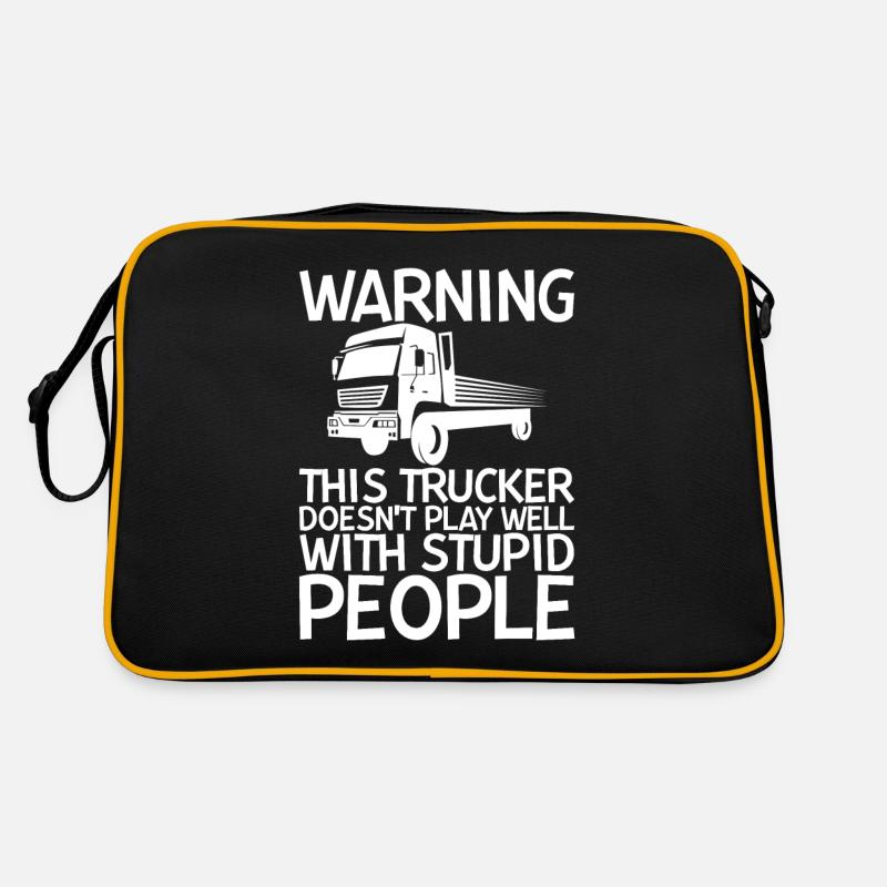 Warning This Trucker Doesn't Play Well 4 - Retro Tasche - Schwarz/Gold