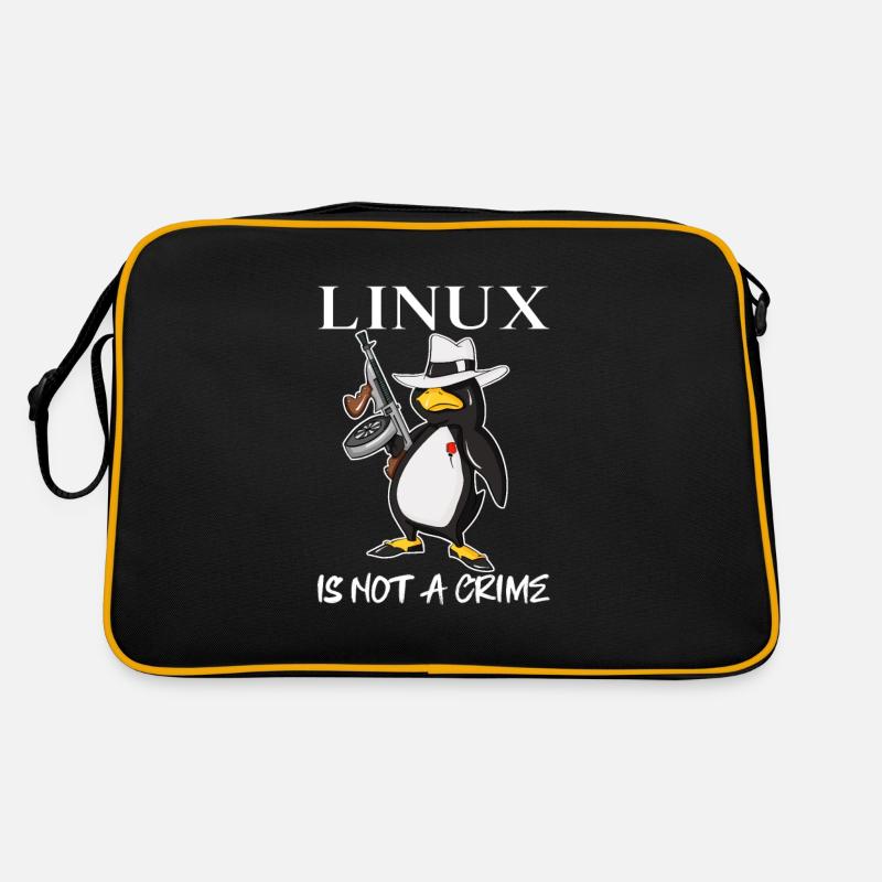 Linux is Not A Crime Tux Linux Penguin Gangster Retro Tasche