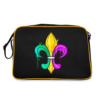 Green, Golden and Purple Fleur De Lis - Retro Bag - black/gold - Back