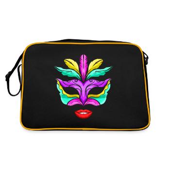 Purple, Green And Golden Mask With Red Lips For - Retro Bag - black/gold - Back