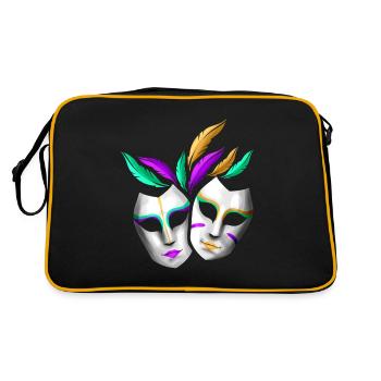 Paire de masques blancs avec plumes pour Mardi Gras - Sac Retro - noir/or - Dos