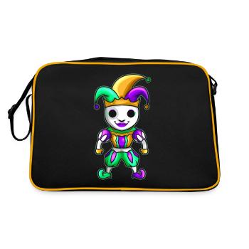 Cute Kawaii Jester With Mask For Mardi Gras - Retro Bag - black/gold - Back