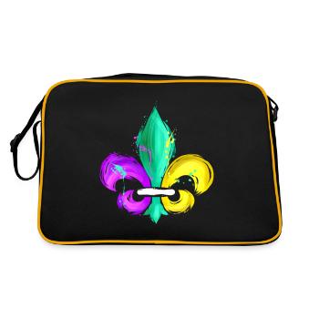 Purple, Green and Golden Fleur De Lis - Retro Bag - black/gold - Back