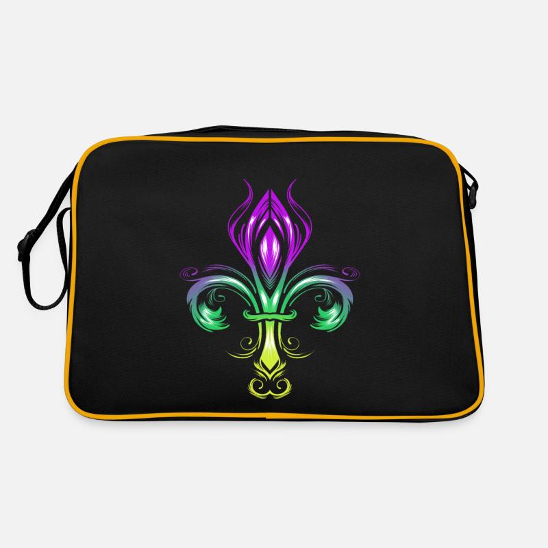 Fleur de Lis avec dégradé de couleurs en or, vert Sac Retro