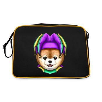 Cute Bear with Jester Hat for Mardi Gras - Retro Bag - black/gold - Back