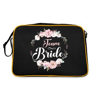 Team Bride JGA Frauen T-Shirt Team Braut Poltern - Retro Tasche - Schwarz/Gold - Hinten