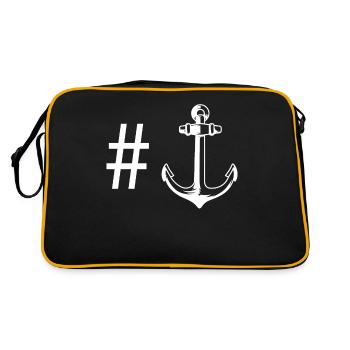 Hashtag - Anker - - Retro Tasche - Schwarz/Gold - Hinten