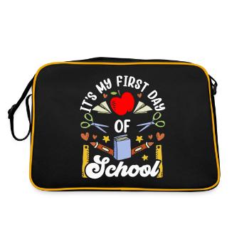 Es Ist Mein Erster Schultag Schule Schulstart - Retro Tasche - Schwarz/Gold - Hinten
