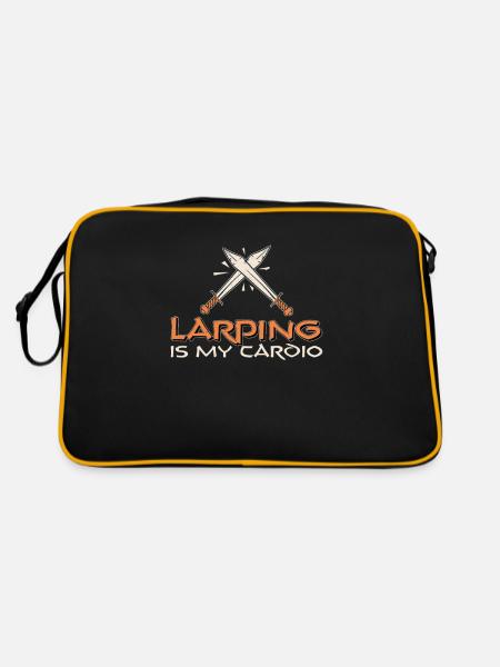 LARPing Is My Cardio Funny Roleplaying Medieval - Retro Tasche - Schwarz/Gold - Hinten