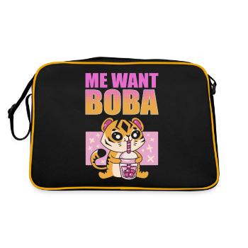 Me Want Boba Matcha Iced Tea Bubble Tea - Retro Bag - black/gold - Back