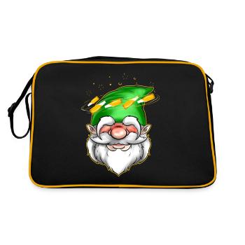 Gnome With Headache From Bottles On St Patricks - Retro Bag - black/gold - Back