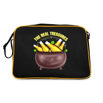 Beer Is The Real Treasure Pot Of Gold On St - Retro Tasche - Schwarz/Gold - Hinten