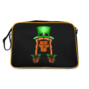 Green Hat, Red Braids, Insert Your Face Here St - Retro Bag - black/gold - Back