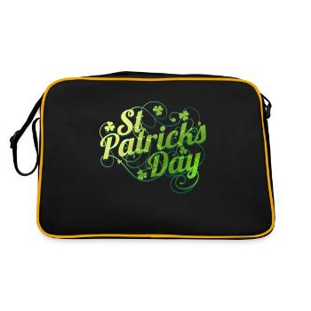 Shamrocks And Ornaments Logo For St Patricks Day - Retro Tasche - Schwarz/Gold - Hinten
