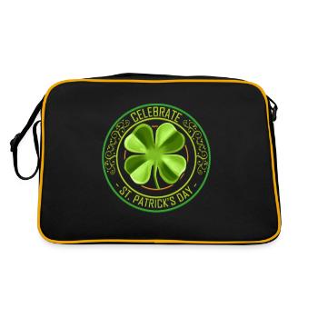 Four Leaf Clover Brings Luck To Celebrate St - Retro Bag - black/gold - Back