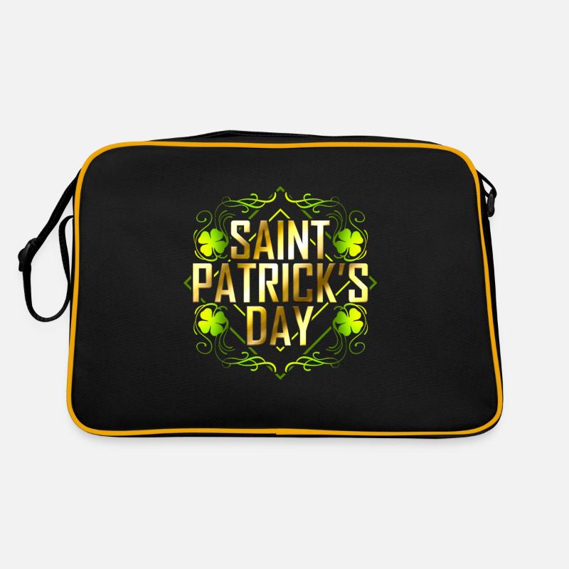 Trèfle vert et Saint-Patrick lettré d’or Sac Retro