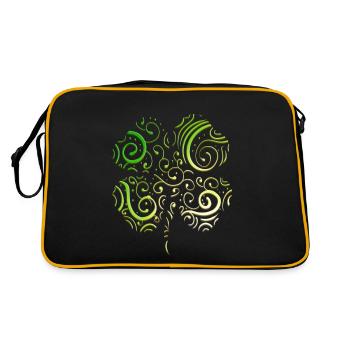 Four Leaf Clover Ornaments Logo For St Patricks - Retro Tasche - Schwarz/Gold - Hinten