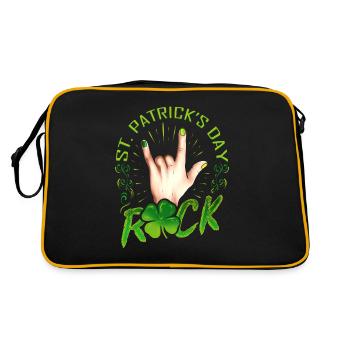 Sign Of The Horns Hand Logo Rock Music St - Retro Tasche - Schwarz/Gold - Hinten
