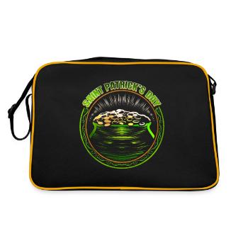 Pot Of Gold Logo For St Patricks Day - Retro Tasche - Schwarz/Gold - Hinten