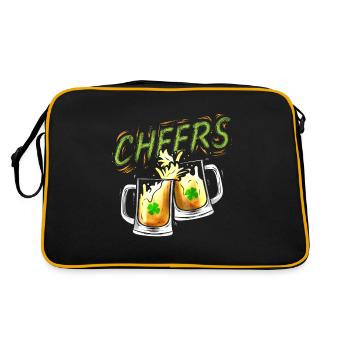 Cheers With Beers And Shamrock For St Patricks Day - Retro Tasche - Schwarz/Gold - Hinten