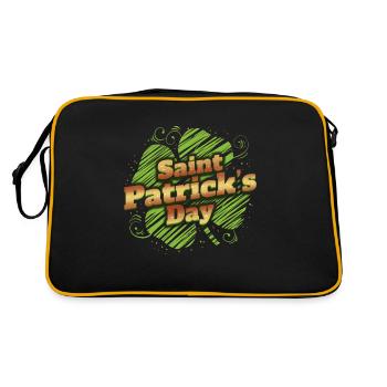 Stylized Four Leaf Clover Shamrock For St - Retro Tasche - Schwarz/Gold - Hinten