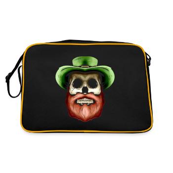 Skull With Green Hat And Red Beard For St - Retro Bag - black/gold - Back