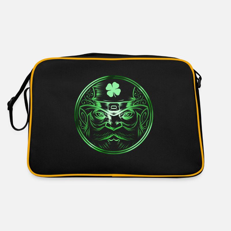 Logo de lutin vert stylisé Shamrock St Sac Retro