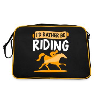Ich Würde Lieber Reiten Pferd Reiterhof Reiter - Retro Tasche - Schwarz/Gold - Hinten