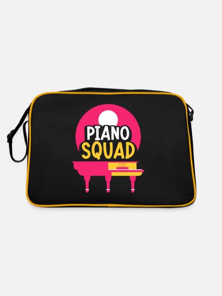 Piano Squad Musiker Klavier Klavierspieler - Retro Tasche - Schwarz/Gold - Hinten