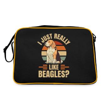 Ich Mag Beagles Einfach Sehr Ok Hund Beagle Welpe - Retro Tasche - Schwarz/Gold - Hinten