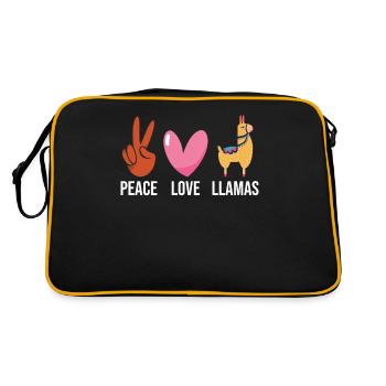 Llama Gift Llama Lover Gift - Retro Bag - black/gold - Back