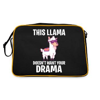 Llama Gift Llama Lover Gift - Retro Bag - black/gold - Back