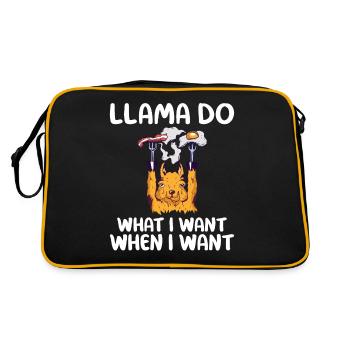 Llama Gift Llama Lover Gift - Retro Bag - black/gold - Back