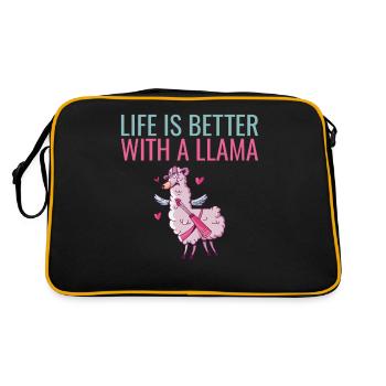 Llama Gift Llama Lover Gift - Retro Bag - black/gold - Back