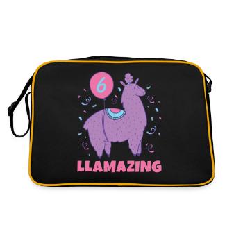 Llama Gift Llama Lover Gift - Retro Bag - black/gold - Back