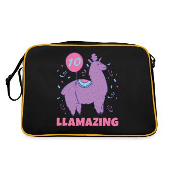 Llama Gift Llama Lover Gift - Retro Bag - black/gold - Back