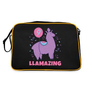 Llama Gift Llama Lover Gift - Retro Bag - black/gold - Back