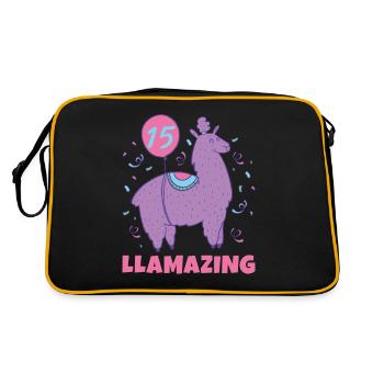 Llama Gift Llama Lover Gift - Retro Bag - black/gold - Back