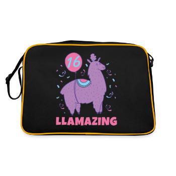 Llama Gift Llama Lover Gift - Retro Bag - black/gold - Back