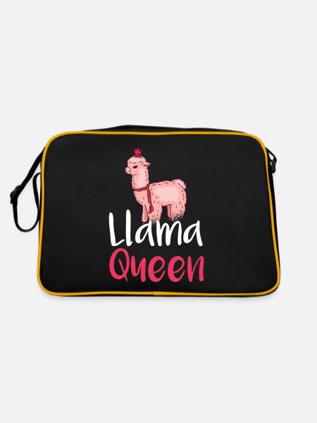 Llama Gift Llama Lover Gift - Retro Bag - black/gold - Back